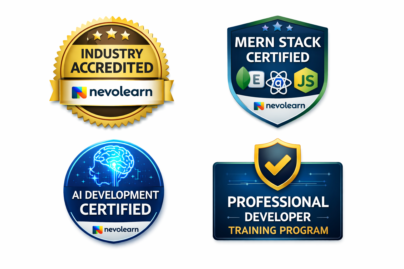 Accreditation badges with Nevolearn logo